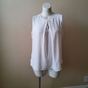 Bar III Sleeveless Pleated Keyhole Size L White New